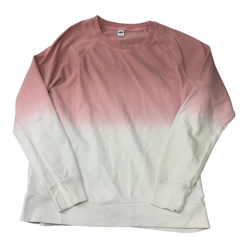 Sweatshirt for chic urban wear -Sweatshirts for university life -Sweatshirt Crewneck By Old Navy In Pink & White, Size: M