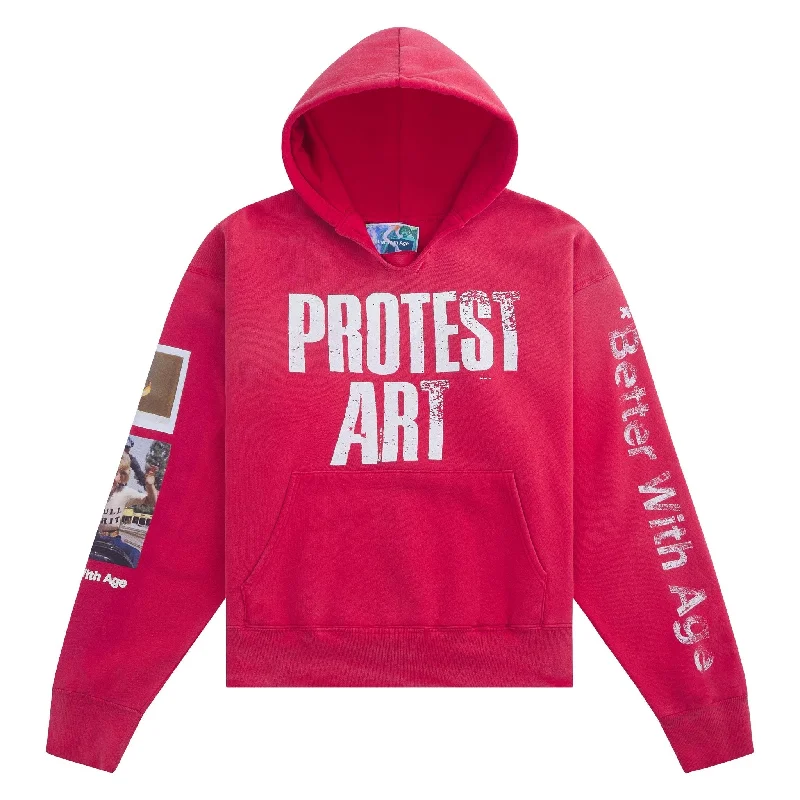 Hoodie for relaxed sporty hoodie wear -Hoodie for modern hoodie looks -Protest Art Hoodie | Faded Red