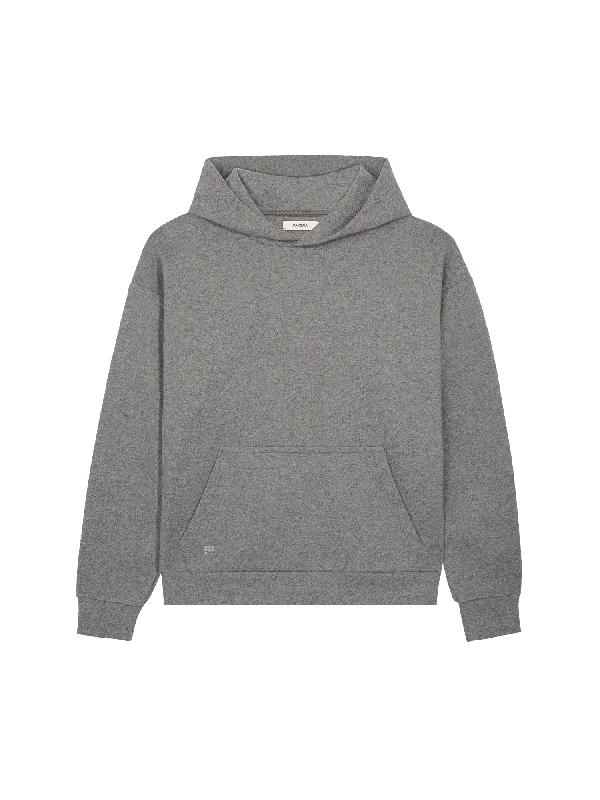 Hoodie for trendy gym fashion -Hoodie for staying in -Mens Recycled Wool Jersey Hoodie—volcanic grey