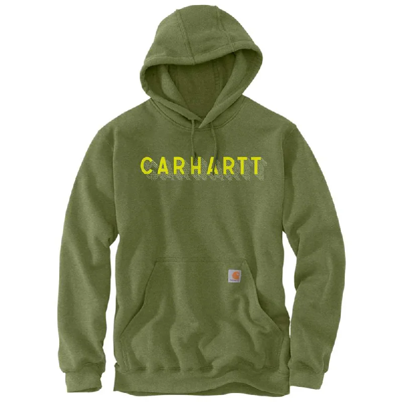 Hoodie for cozy warm-up wear for cold days -Hoodie for all-day wear -Carhartt 105944 Rain Defender Loose Fit Midweight Logo Graphic Hooded Sweatshirt