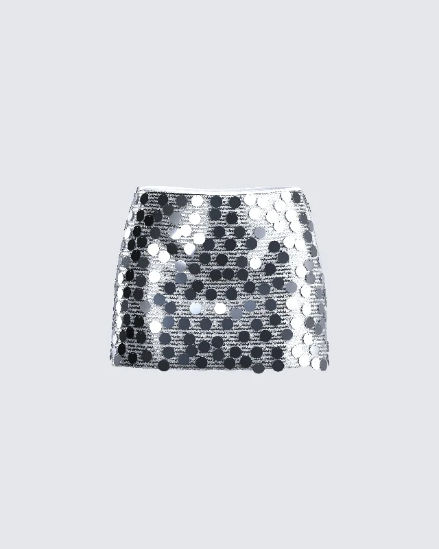 Skirts for casual summer styling -Philo Silver Sequin Mini Skirt