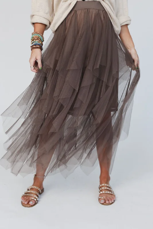 Skirts for festive occasions -Boho Ballerina Skirt - Mocha