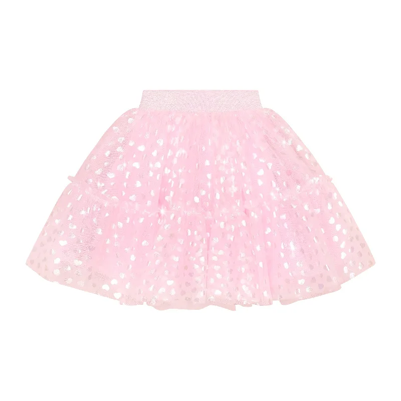 Skirts for chic vacation vibes -Huxbaby Shimmer Hearts Party Skirt