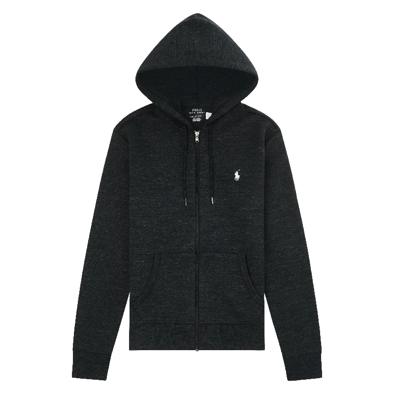 Hoodie for relaxed cold-weather fashion -Hoodie for hoodie essentials -Double-Knit Tech Full Zip Hoodie | Black Marl Heather