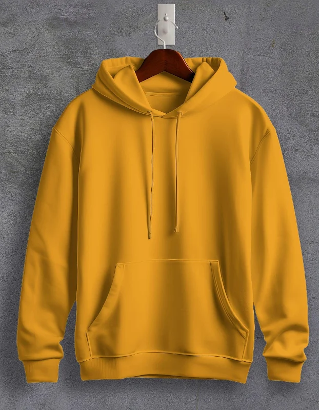 Hoodie for comfortable fall activities -Hoodie for everyday casual -Mustard Yellow Plain Unisex Hoodie For Men/Women