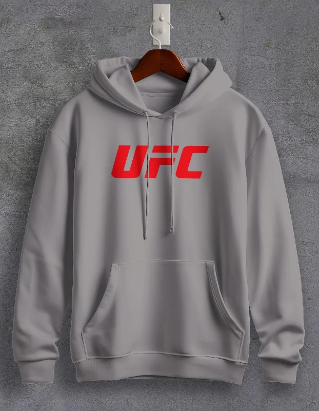 Hoodie for sporty chilly-weather wear -Hoodie for oversized fashion -UFC RED Printed Unisex Hoodie For Men/Women