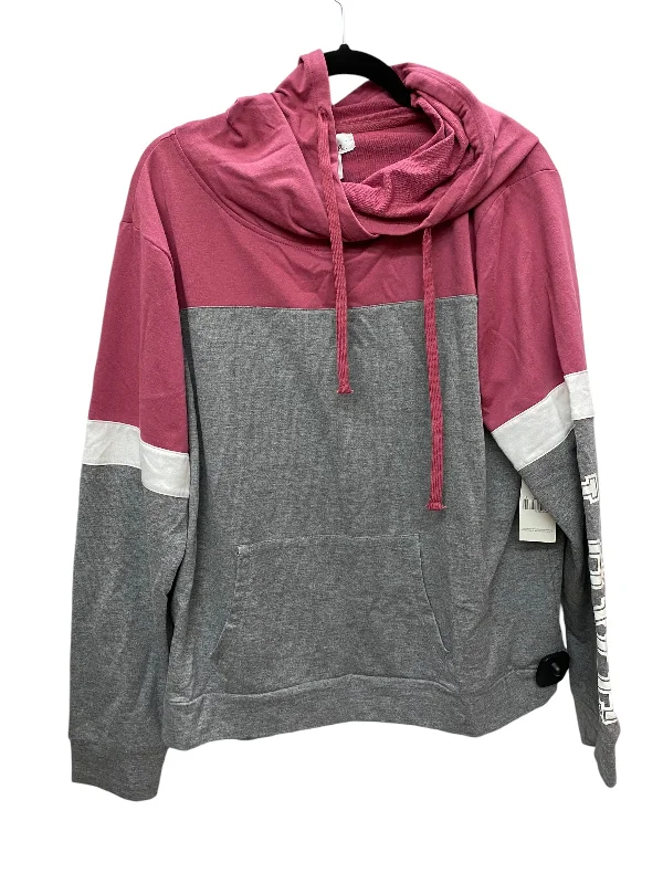 Sweatshirt for fashionable layering outfits -Sweatshirts for park outings -Sweatshirt Hoodie By Just Be In Grey & Pink, Size: L