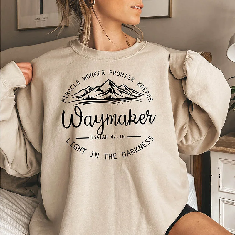 Sweatshirt for stylish daily street style -Sweatshirts for chic weekend looks -Waymaker Faith Bible Verse Sweatshirt