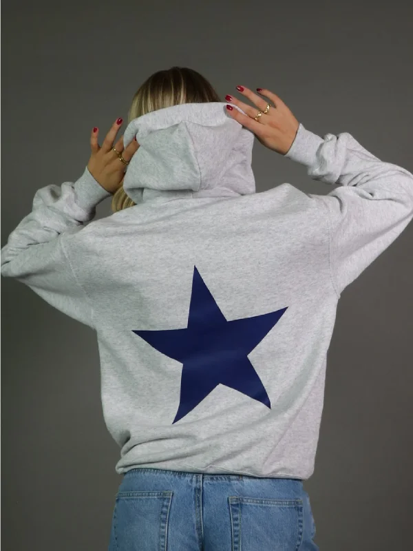 Hoodie for trendy and chic weekend wear -Hoodie for hoodie for sporty fashion -NAVY STAR HOODIE (rygprint) - GRÅ