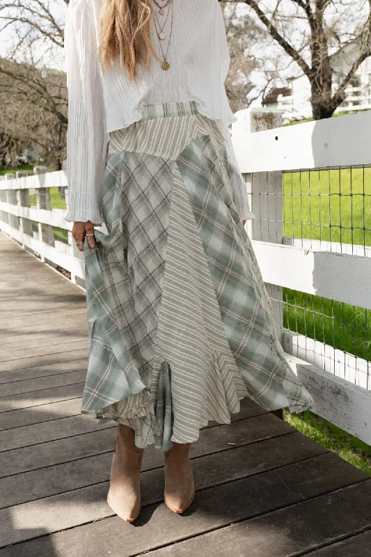 Skirts for business events -Twirl With Us Maxi Skirt - Sage