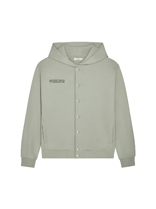 Hoodie for streetwear casual looks -Hoodie for street style -Mens 365 Midweight Snap Button Hoodie—moss green