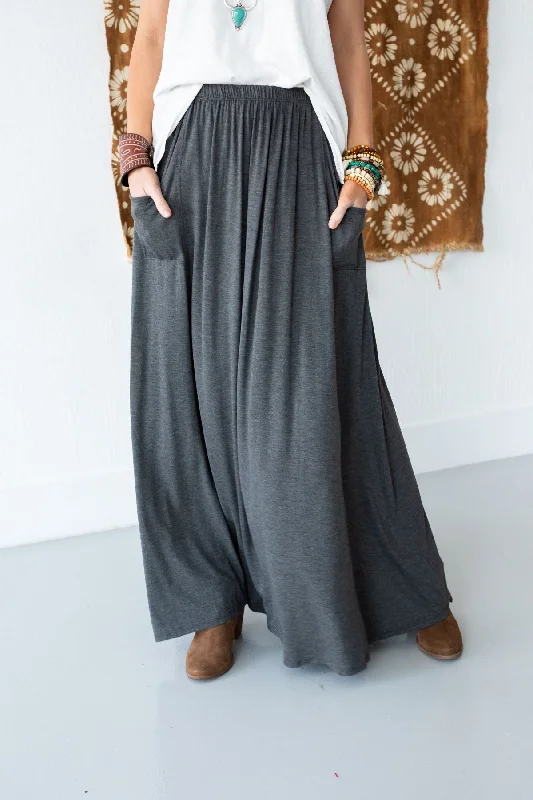 Skirts for street chic looks -The Perfect Pocketed Maxi Skirt - Charcoal