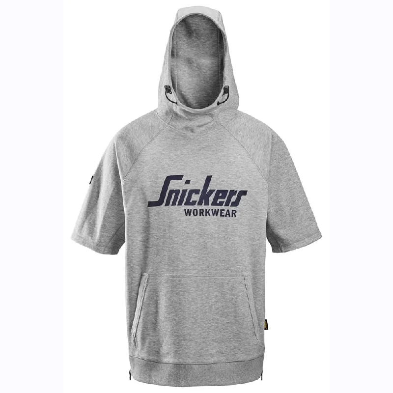 Hoodie for cozy hoodie fashion for street trips -Hoodie for gym hoodie -Snickers 2850 Logo Short Sleeve Hoodie Sweatshirt