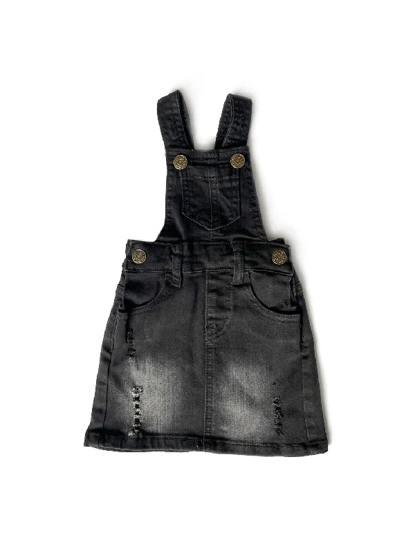 Skirts for casual wear -Denim Skirt Overalls- Black Wash