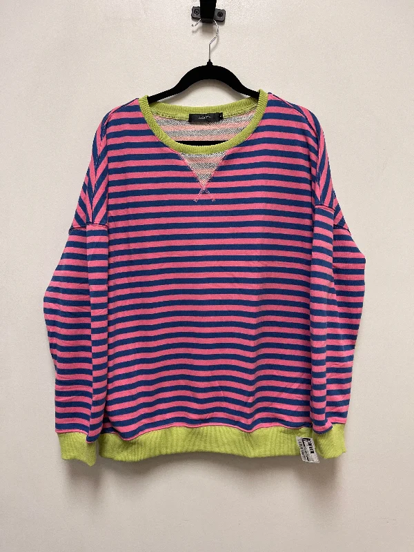 Sweatshirt for relaxed winter layering -Sweatshirts for effortless style -Sweatshirt Collar By Clothes Mentor In Striped Pattern, Size: L