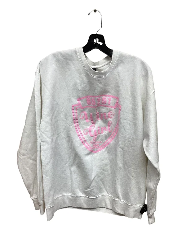 Sweatshirt for fashionable weekend layering -Sweatshirts for quick and easy style -Sweatshirt Crewneck By Clothes Mentor In Pink & White, Size: L