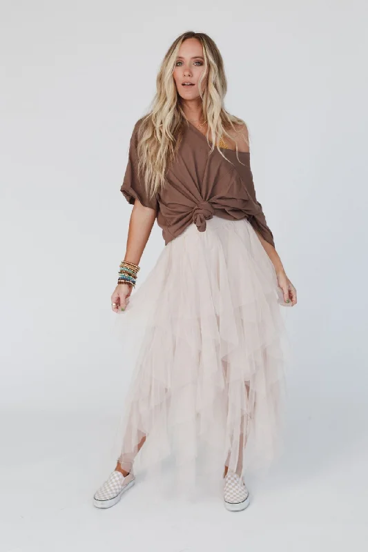 Skirts for high-low skirts -Boho Ballerina Skirt - Nude