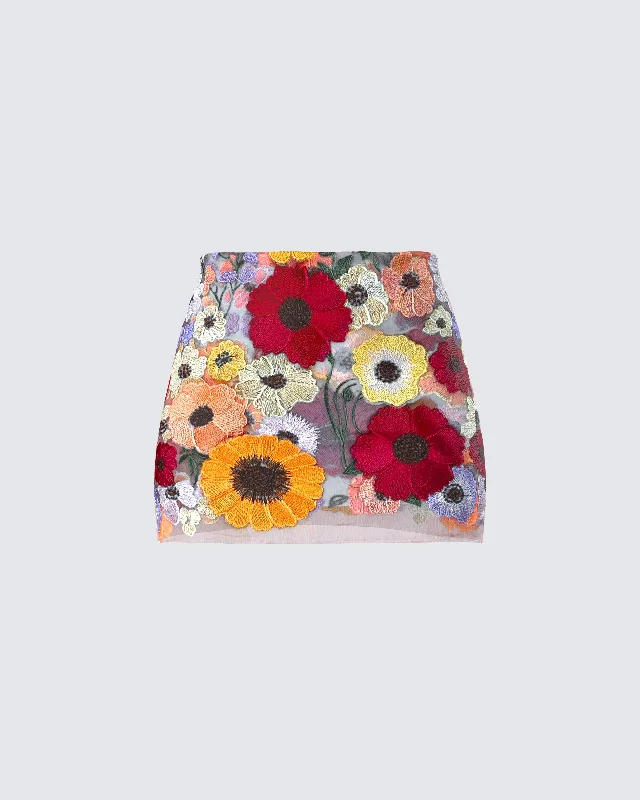 Skirts for cute office outfits -Addie Flower Mini Skirt