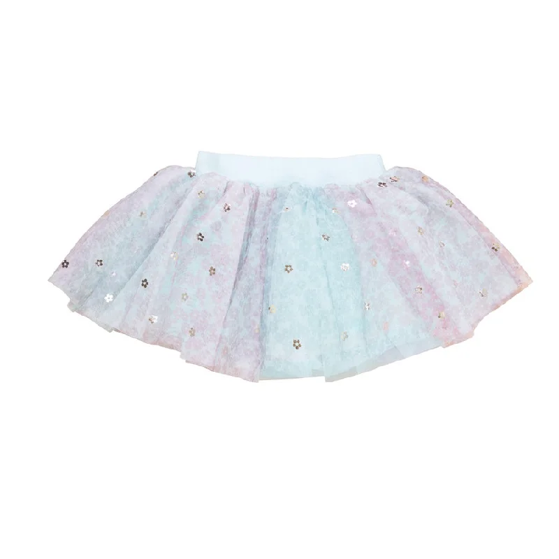 Skirts for vacation-ready essentials -Huxbaby Rainbow Flower Tulle Skirt - Multi