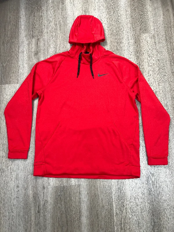 Sweatshirt for cozy and casual look -Sweatshirts for stylish airport looks -Athletic Sweatshirt Hoodie By Nike Apparel In Red, Size: Xl