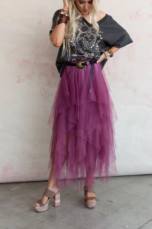 Skirts for high-waisted looks -Boho Ballerina Skirt - Mauve