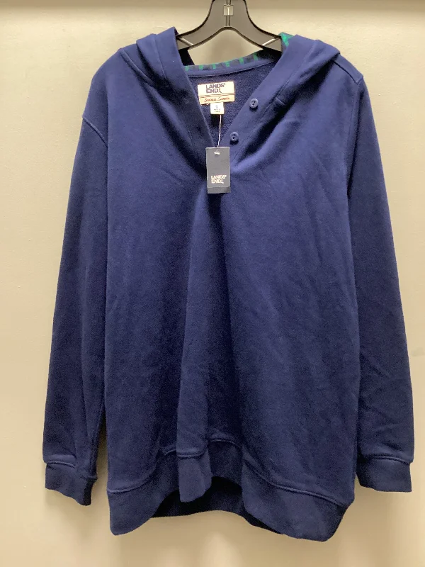 Sweatshirt for winter events -Sweatshirts for team uniforms -Sweatshirt Hoodie By Lands End In Blue, Size: Xl