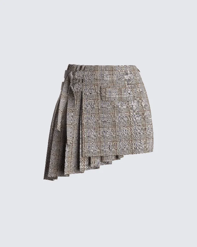 Skirts for transitional weather -Colby Brown Plaid Mini Skirt