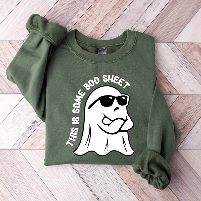 Sweatshirt for stylish weekend fashion -Sweatshirts for cold mornings at the gym -Cute Ghost Funny Spooky Sweatshirt