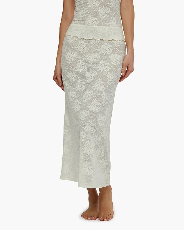 Skirts for fashionable office wear -Lace Midi Skirt