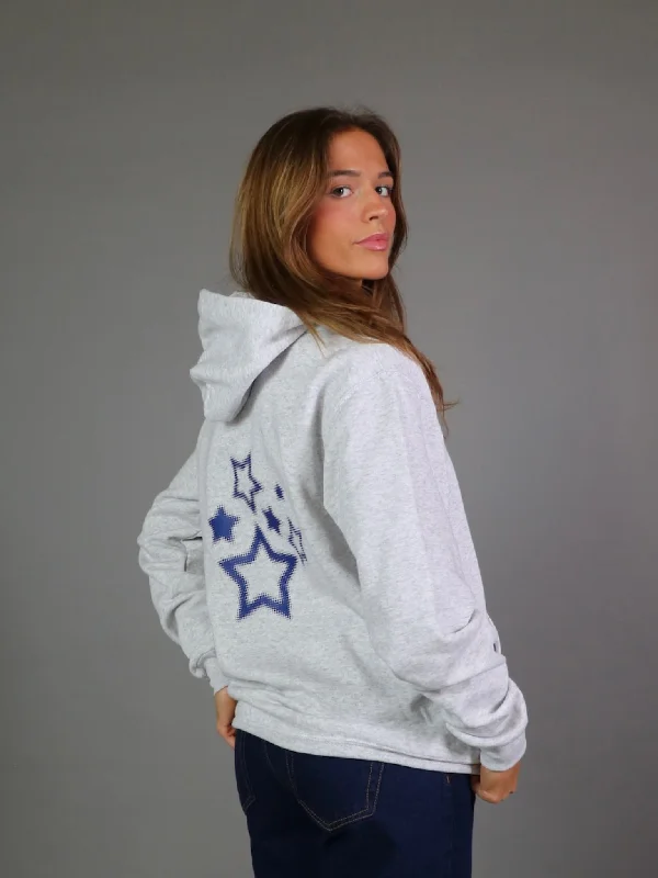 Hoodie for gym and workout comfort -Hoodie for basic hooded sweatshirt -PIXEL STARS HOODIE (rygprint) - GRÅ