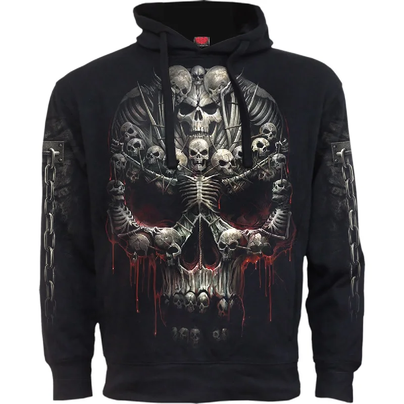 Hoodie for trendy comfy outfits -Hoodie for hoodie for winter adventures -DEATH BONES - Side Pocket Hoody Black