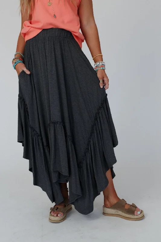 Skirts for outdoor gatherings -The Nest Forever Beauty Maxi Skirt - Charcoal