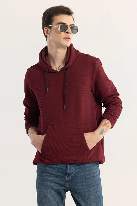 Hoodie for versatile everyday wear -Hoodie for hoodie with textured fabric -Supine Maroon Hoodie