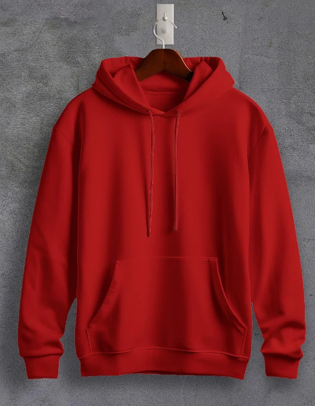 Hoodie for stylish and cozy fall wear -Hoodie for everyday fashion -Red Plain Unisex Hoodie For Men/Women