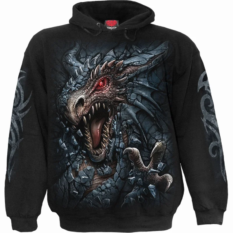 Hoodie for warm casual outings -Hoodie for basic hooded sweatshirt -DRAGON'S LAIR - Hoody Black