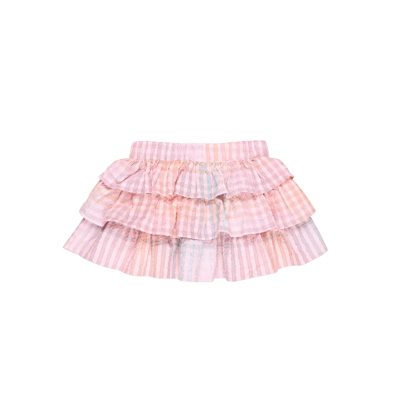 Skirts for stylish formal wear -Huxbaby Frill Skirt - Rainbow Check