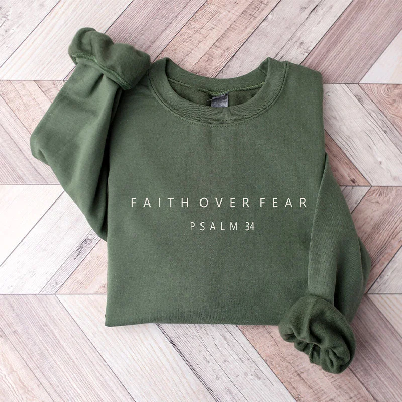 Sweatshirt for comfort -Sweatshirts for summer nights -Faith over Fear Minimal Religious Sweatshirt