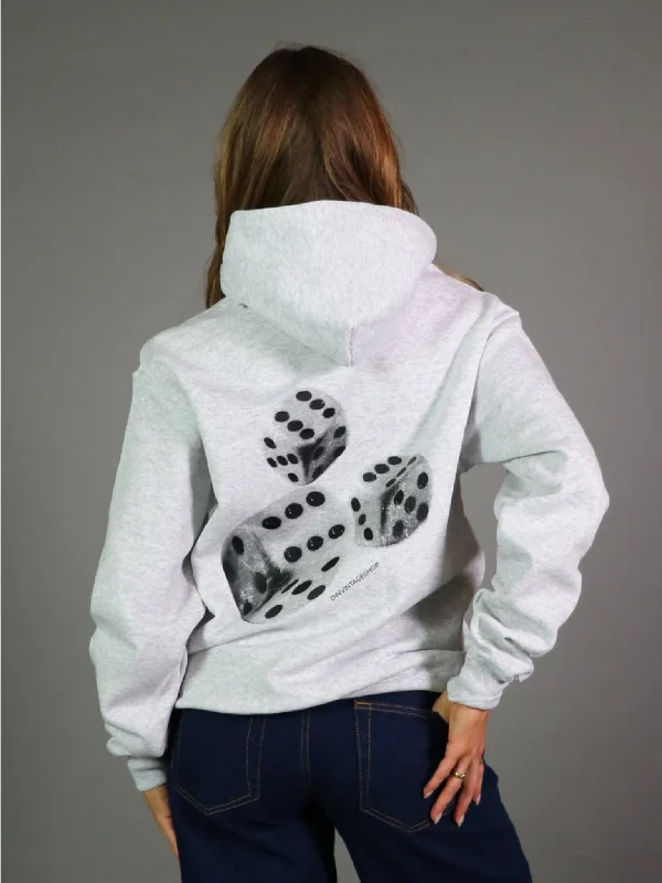 Hoodie for sporty fall streetwear layering -Hoodie for hoodie for winter sports -ROLLING DICES HOODIE (rygprint) - GRÅ