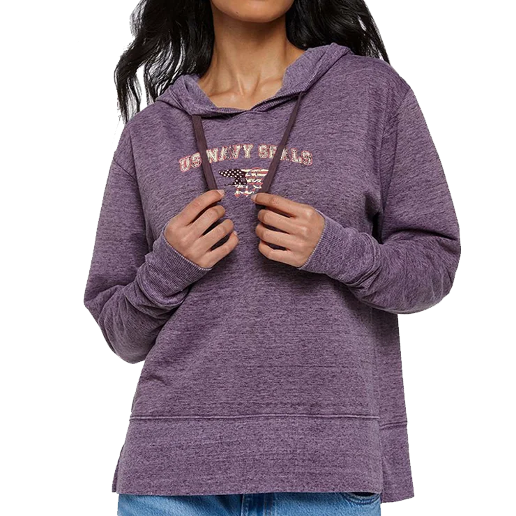 Hoodie for comfortable streetwear for colder days -Hoodie for graphic hoodies -Ladies US NAVY SEALS with Trident Vintage Wash Hoodie