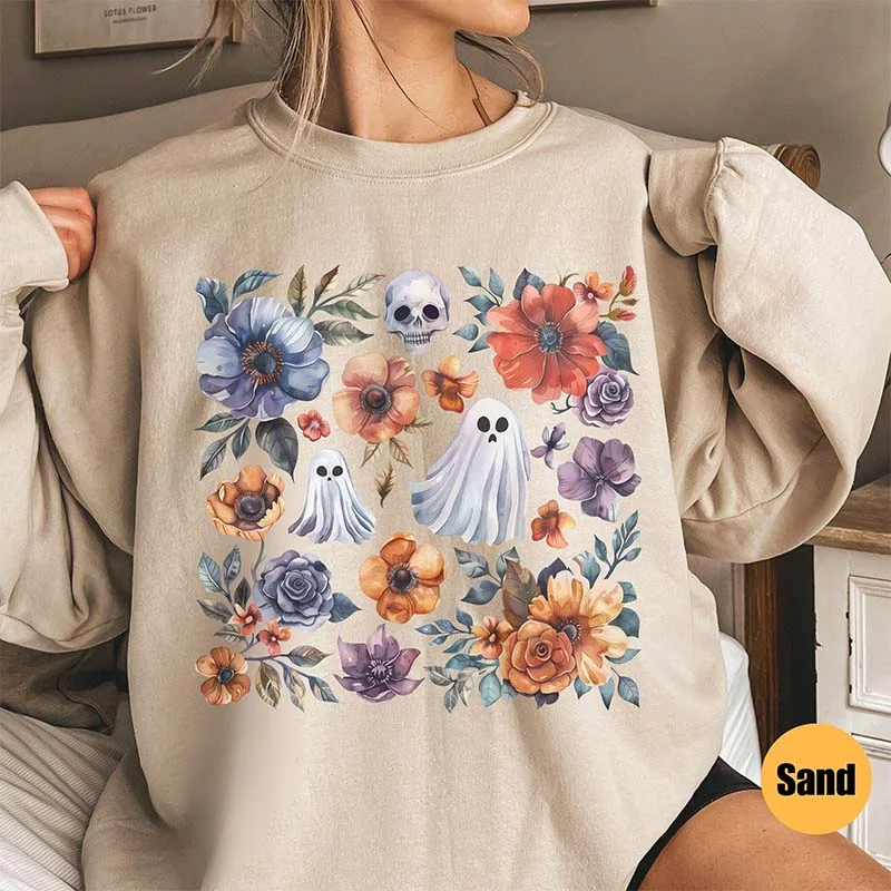 Sweatshirt for layered looks -Sweatshirts for everyday activities -Ghost Lover Light Academia Cute Halloween Sweatshirt