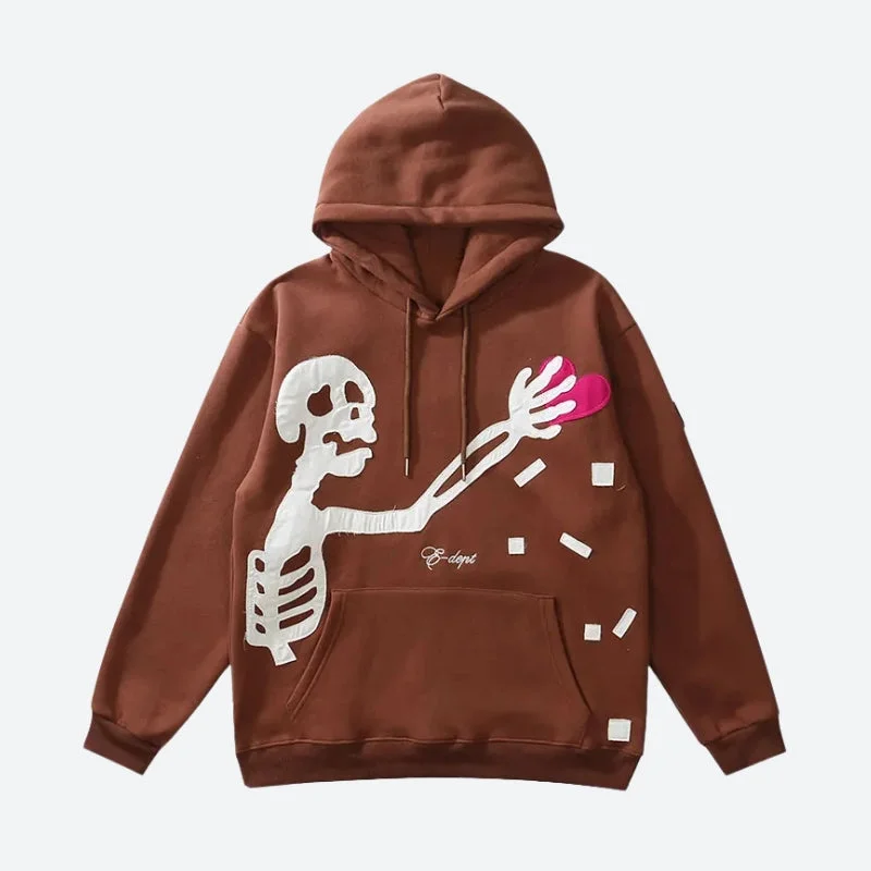 Hoodie for cozy holiday layering -Hoodie for hoodie with athletic details -Skeleton Patch Hoodie