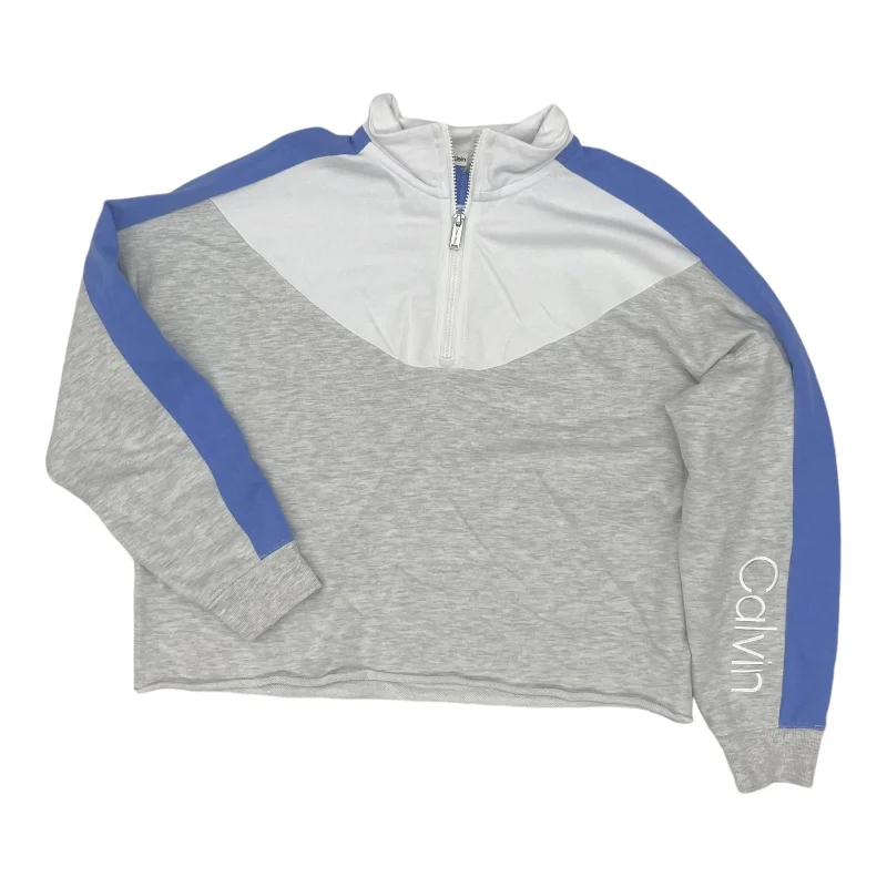 Sweatshirt for trendy outdoor looks -Sweatshirts for layering with jackets -Sweatshirt Collar By Calvin Klein Performance In Blue & White, Size:L