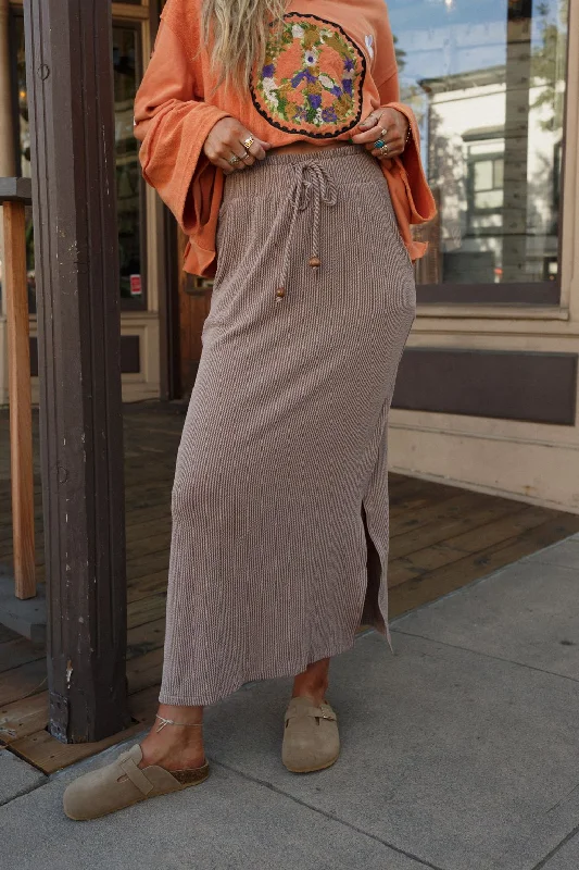 Skirts for casual outdoor fashion -The Nest Desert Rose Maxi Skirt - Acorn