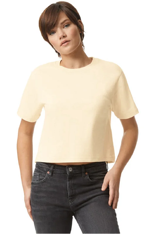 soft graphic t-shirts -American Apparel Womens Fine Jersey Boxy Short Sleeve Crewneck T-Shirt - Cream