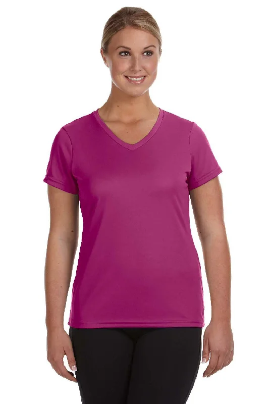 patriotic eco t-shirts -Augusta Sportswear Womens Moisture Wicking Short Sleeve V-Neck T-Shirt - Power Pink