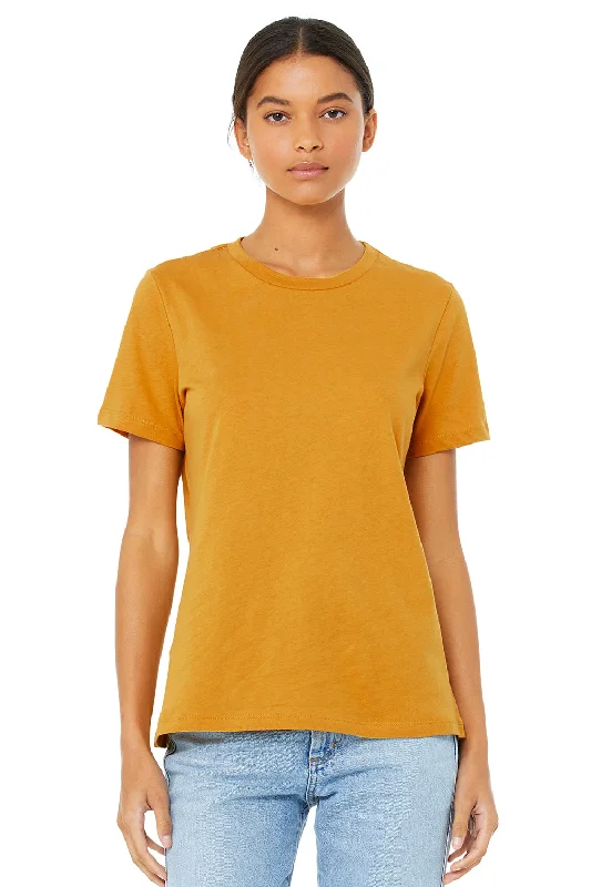 white sports t-shirts -Bella + Canvas Womens CVC Short Sleeve Crewneck T-Shirt - Heather Mustard Yellow