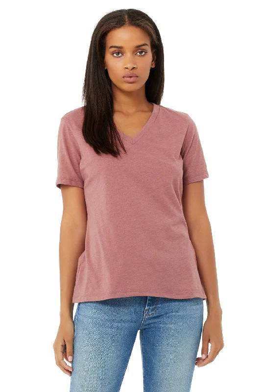 abstract plain t-shirts -Bella + Canvas Womens CVC Short Sleeve V-Neck T-Shirt - Heather Mauve