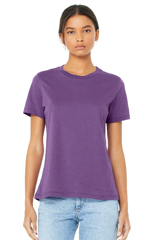 minimalist workout t-shirts -Bella + Canvas Womens Relaxed Jersey Short Sleeve Crewneck T-Shirt - Royal Purple