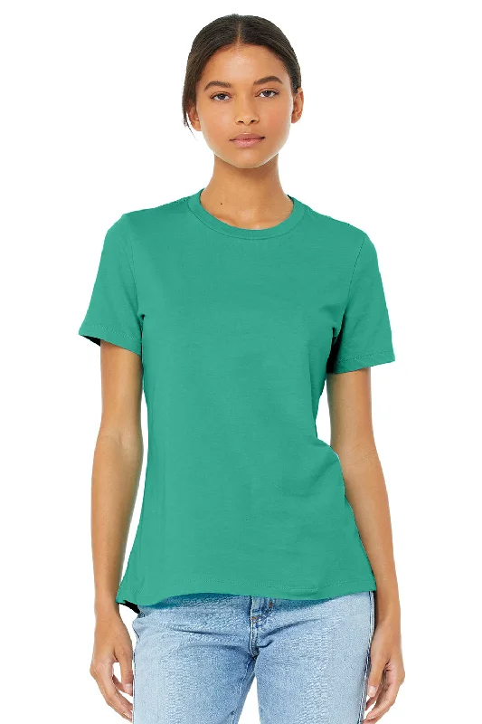 neon workout t-shirts -Bella + Canvas Womens Relaxed Jersey Short Sleeve Crewneck T-Shirt - Teal Green