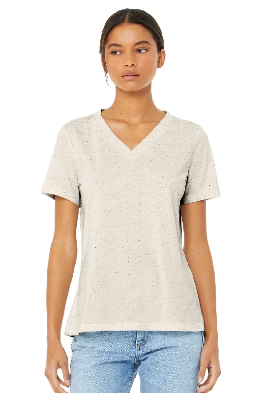 festival printed t-shirts -Bella + Canvas Womens Short Sleeve V-Neck T-Shirt - Oatmeal